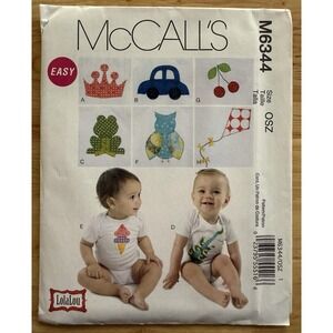 McCall's Pattern M6344 Baby Infant One Piece Body Suit &‎ Appliqués OSZ Uncut FF